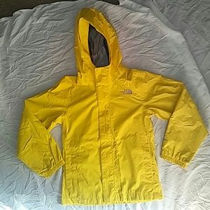 Girls The North Face yellow rain jacket